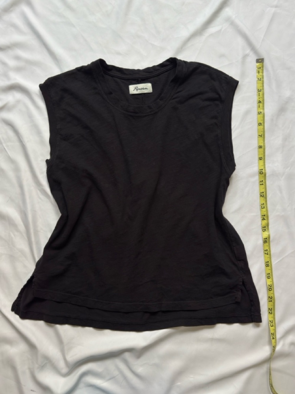 American Made Black Cotton Rowan muscle tank top with a relaxed fit